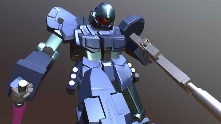Jesta RGM-96X with destroyed Zaku 2 3D Model