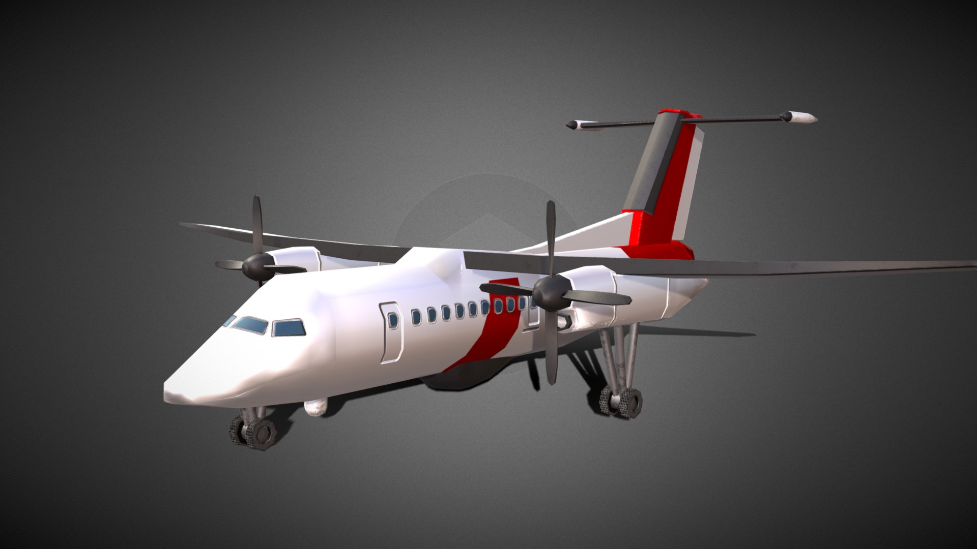 3D model Dash8 Aircraft - This is a 3D model of the Dash8 Aircraft. The 3D model is about a white airplane flying in the sky.