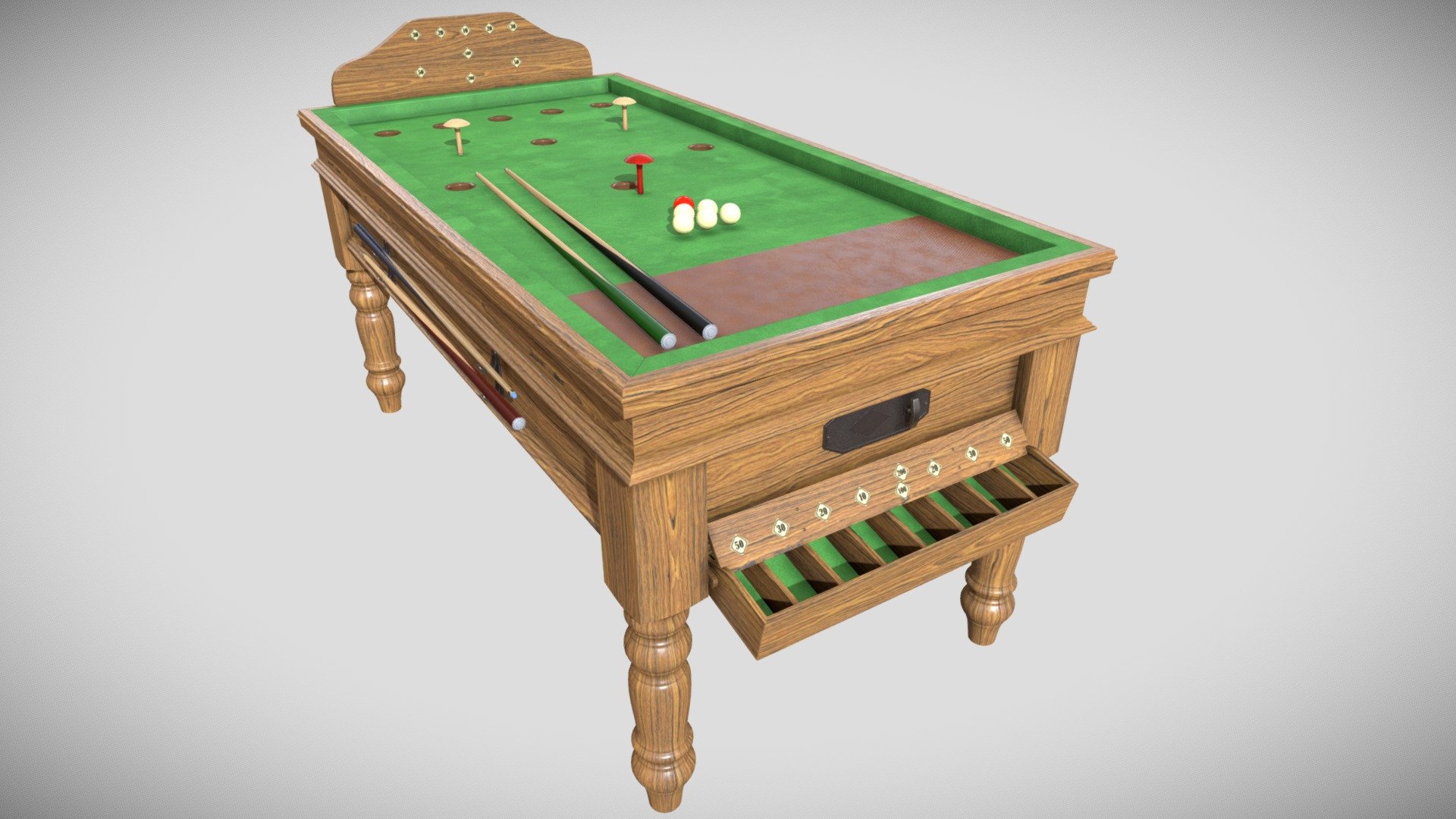 1930's Jelkes Bar Billiards Table Buy Royalty Free 3D model by
