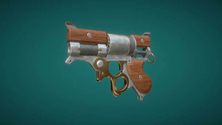 Steampunk Revolver 3D Model