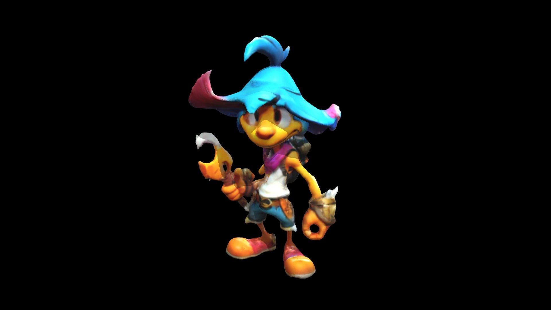 a cartoon character with blue hair and a back - Download Free 3D model ...
