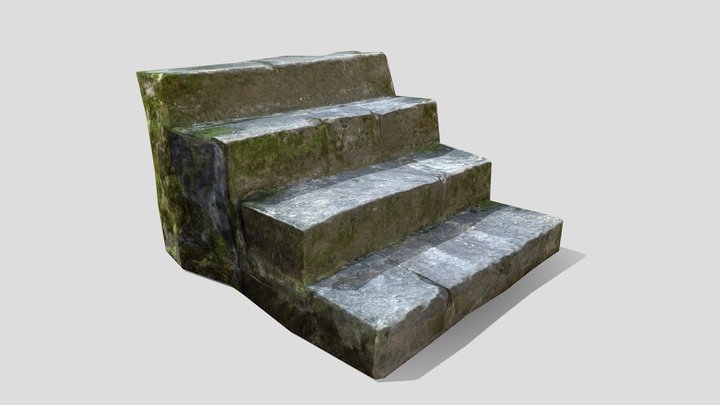Old Mossy Stairs 3D Model