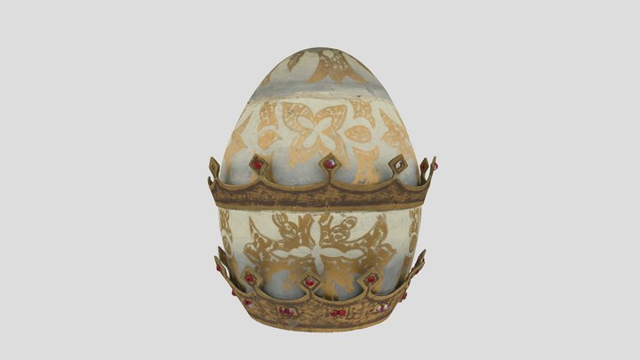 Painted egg shape with two surrounding crowns 3D Model