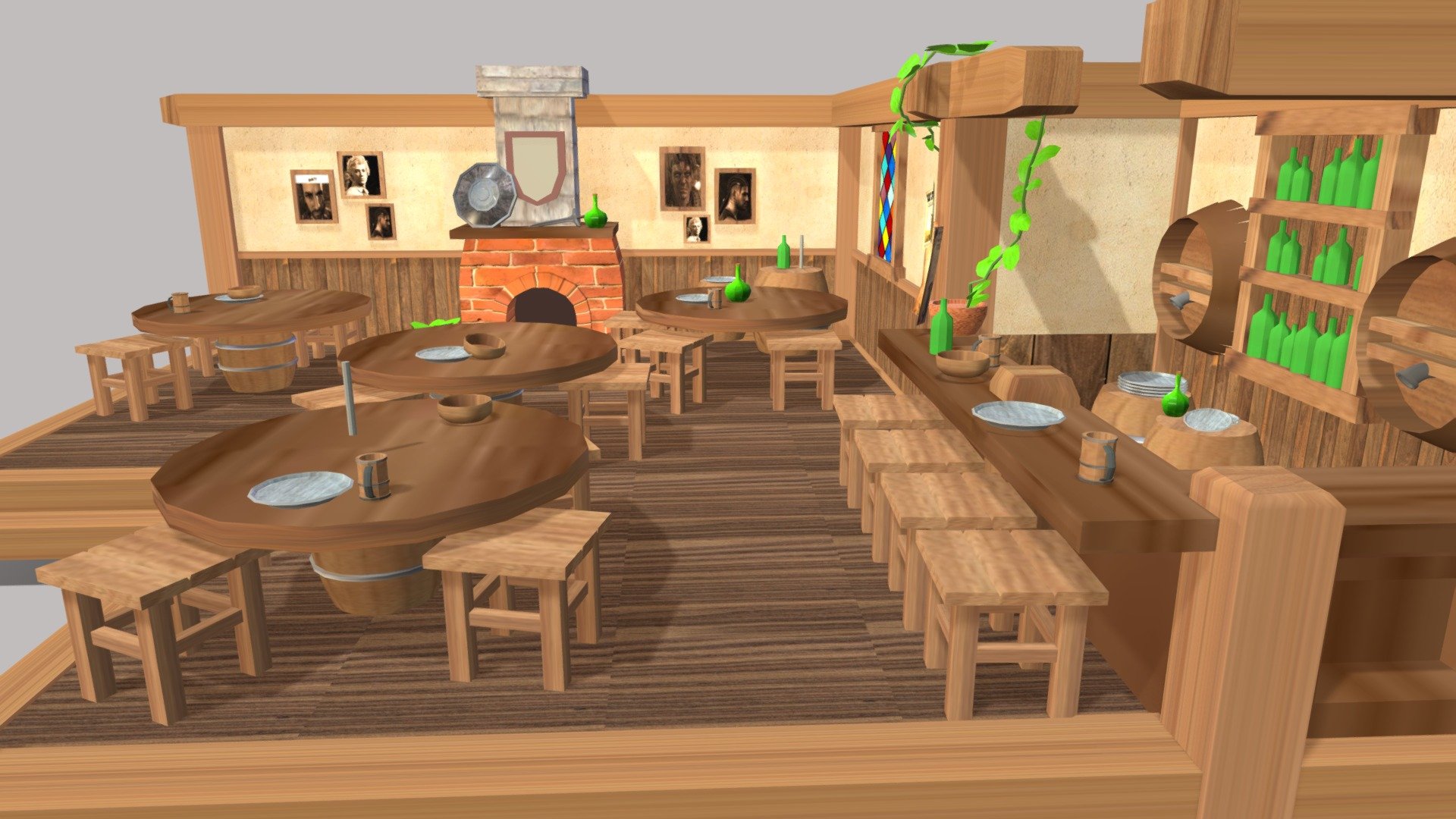 Tavern interior - 3D model by blueiee [a96ac1a] - Sketchfab