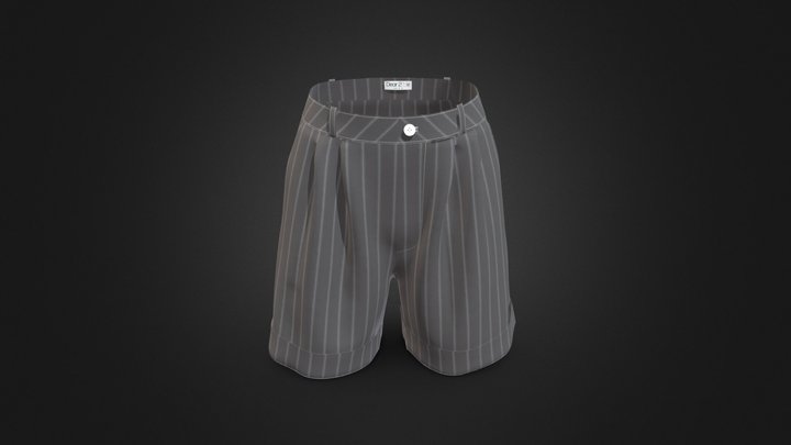 2-tuck roll-up shorts 3D Model