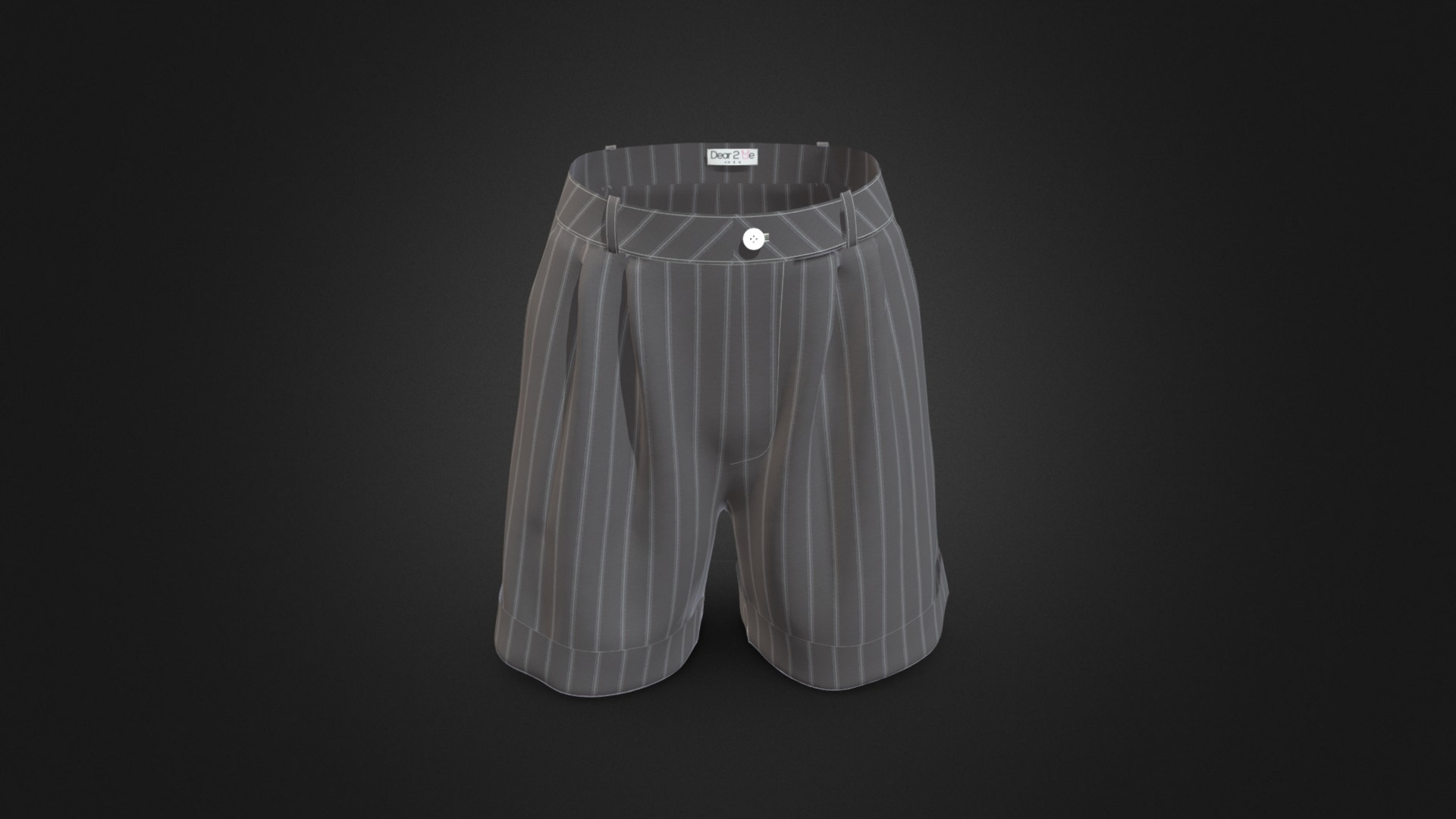 3D model 2-tuck roll-up shorts - This is a 3D model of the 2-tuck roll-up shorts. The 3D model is about a white and black shirt.