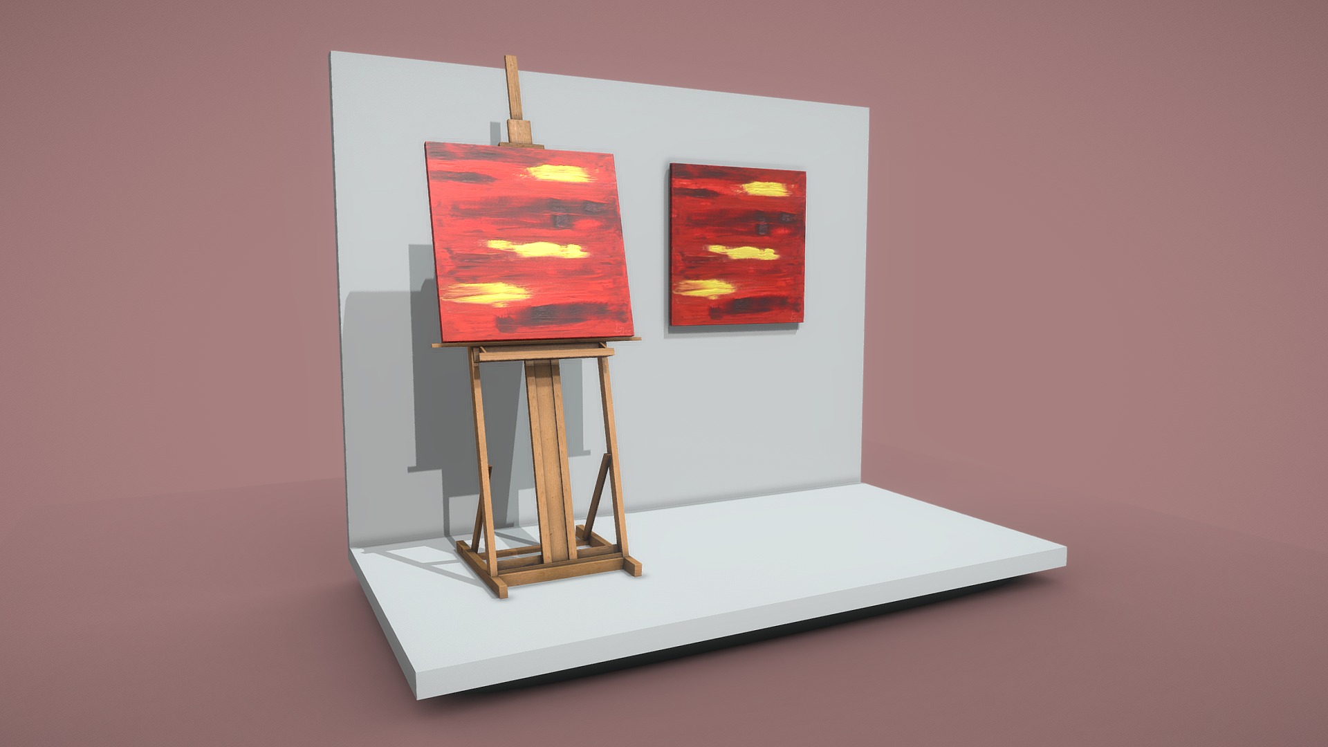 3D model Horizons – Oil Painting - This is a 3D model of the Horizons - Oil Painting. The 3D model is about a white table with a painting on it.