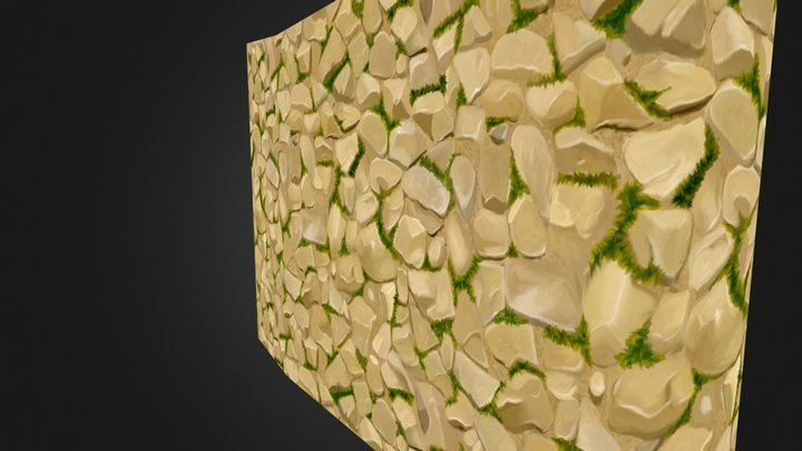 Sandstone with Moss Hand Painted Texture 3D Model