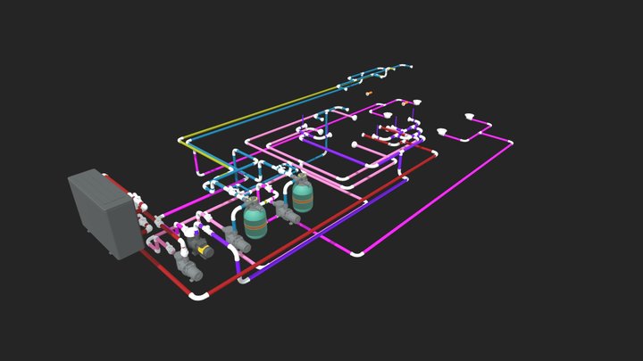 Piscina com Jacuzzi Aquecida 3D Model