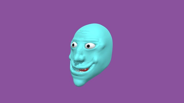 Blue troll face 3D Model