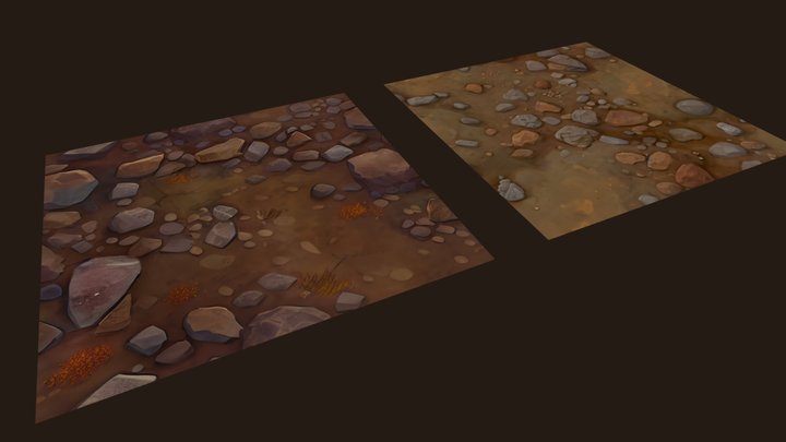 Ground: Earth & Rocks 2 FREE Textures, Handpaint 3D Model