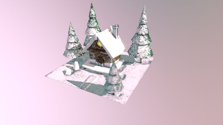 Winter Cottage scene-Hand Painting Challenge 3D Model