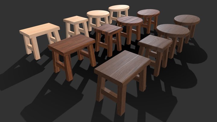 Small Wooden Chair 3D Model