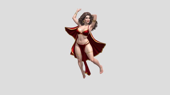 Crimson Nebula Empress Floating 3D Model