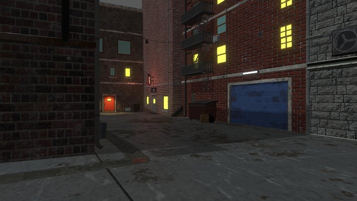 environment ally with bar/strip club 3D Model