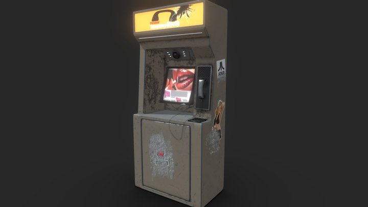 Retro Cyberpunk Phone Booth 3D Model