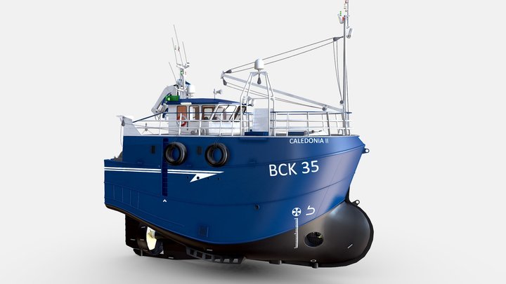 Fishing Trawler Blue 3D Model