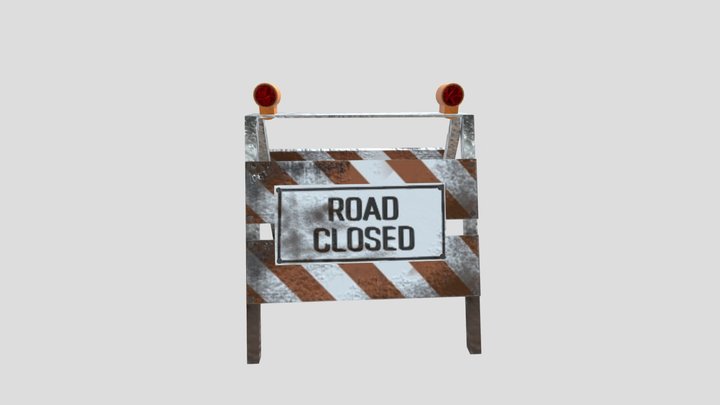 Road barrier "ROAD CLOSED" 3D Model