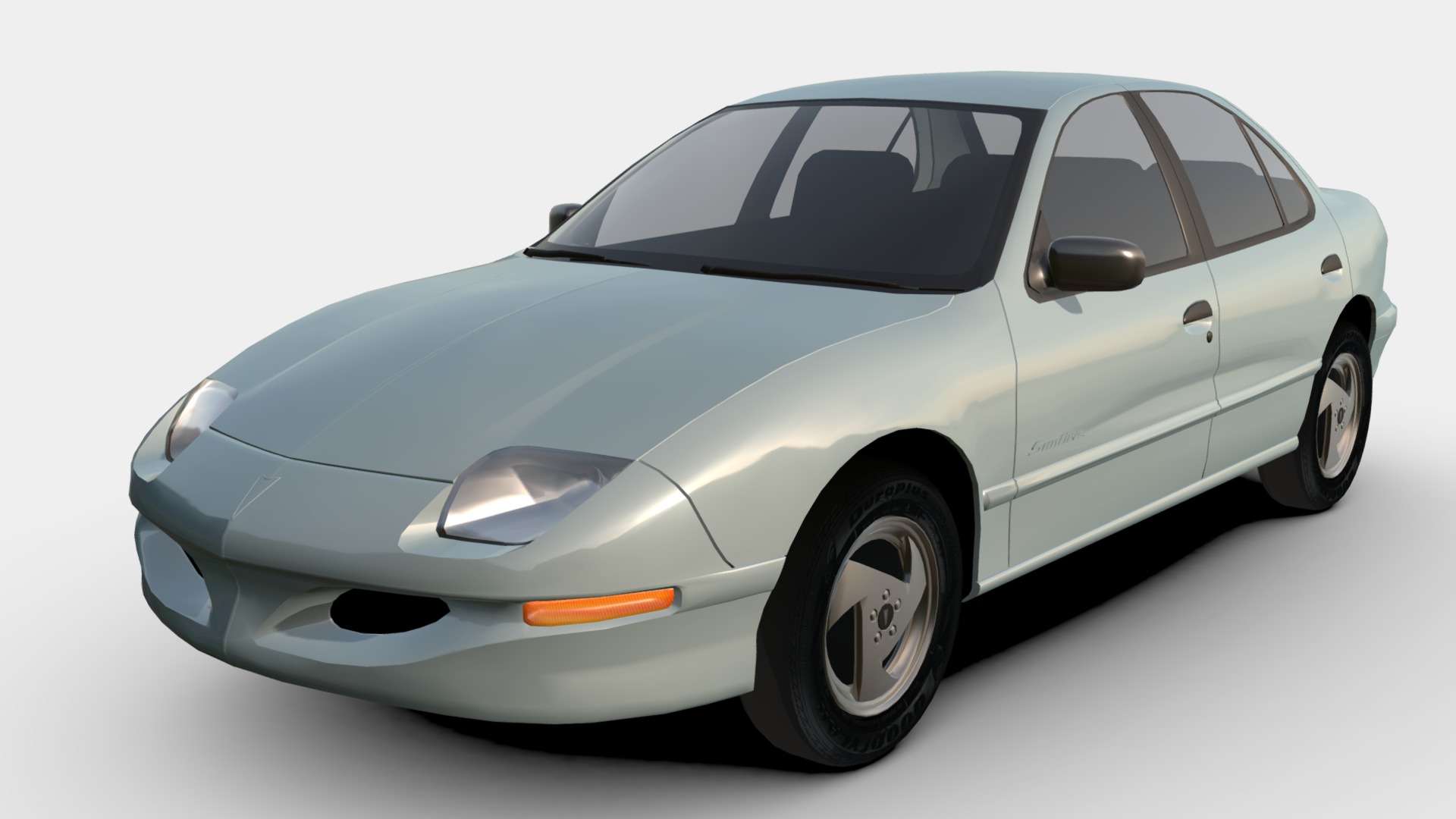 3D model 1995 Pontiac Sunfire Sedan - This is a 3D model of the 1995 Pontiac Sunfire Sedan. The 3D model is about a silver car with a white background.