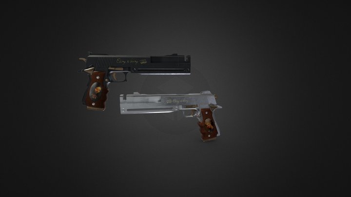 Modified Colts 1911 - Ebony & Ivory 3D Model