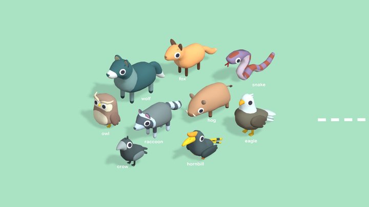 Forest Animals - Quirky Series, an Animal 3D Model by Polydactyl (Thumbnail 1 of 6)