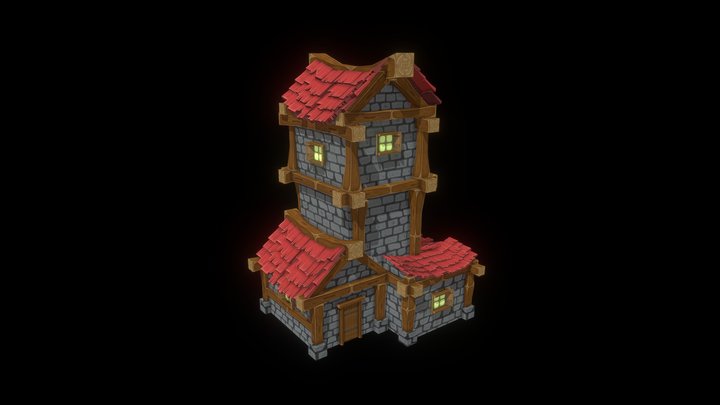 Medieval hand painted house 3D Model
