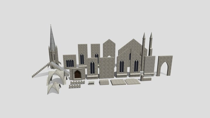 Modular gothic cathedral 3D Model