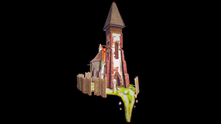 Monastery building diorama 3D Model