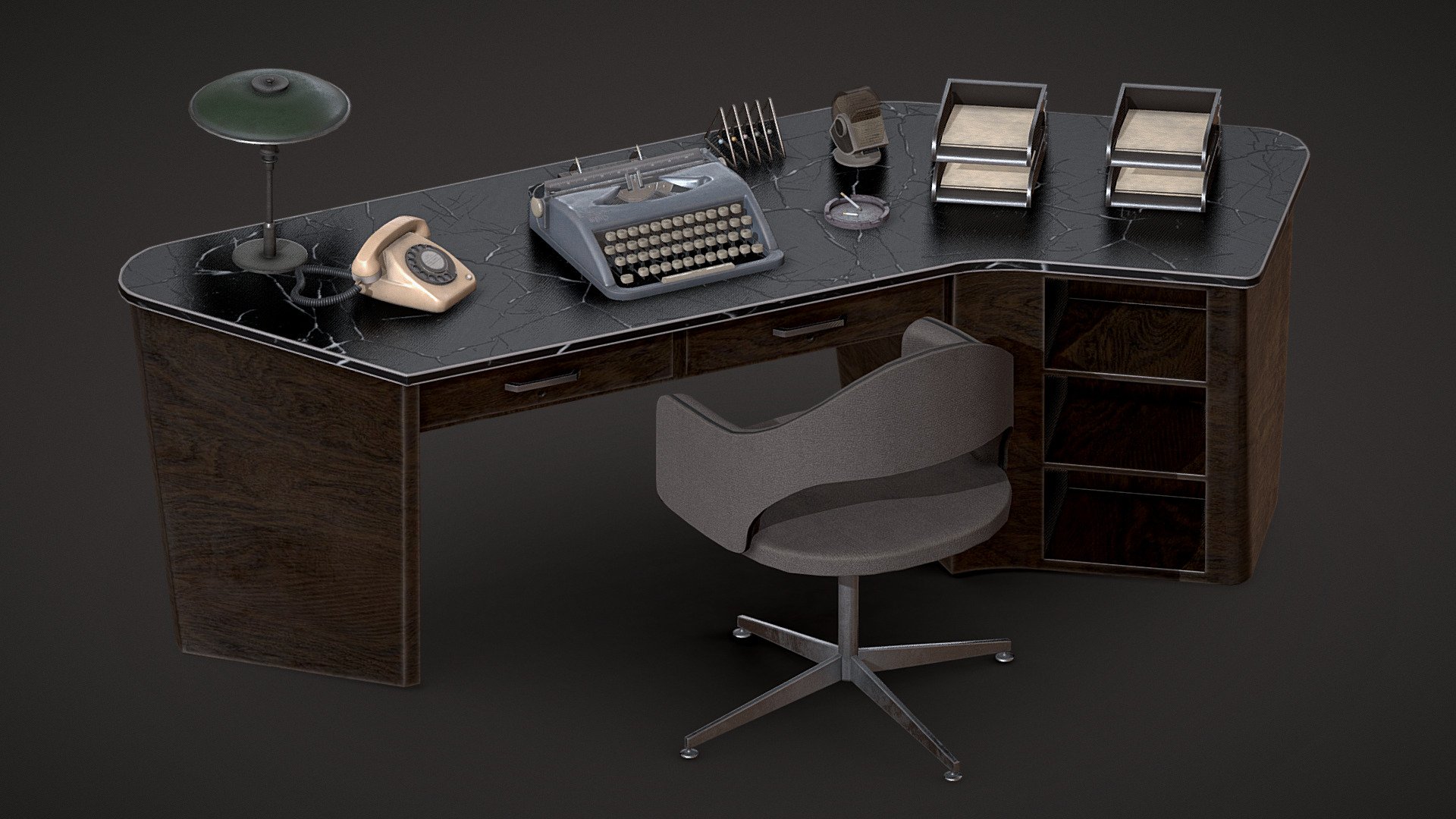 Retro Office Supplies - Buy Royalty Free 3D model by Tom Seddon  (@bloodmeat08) [a99c898]