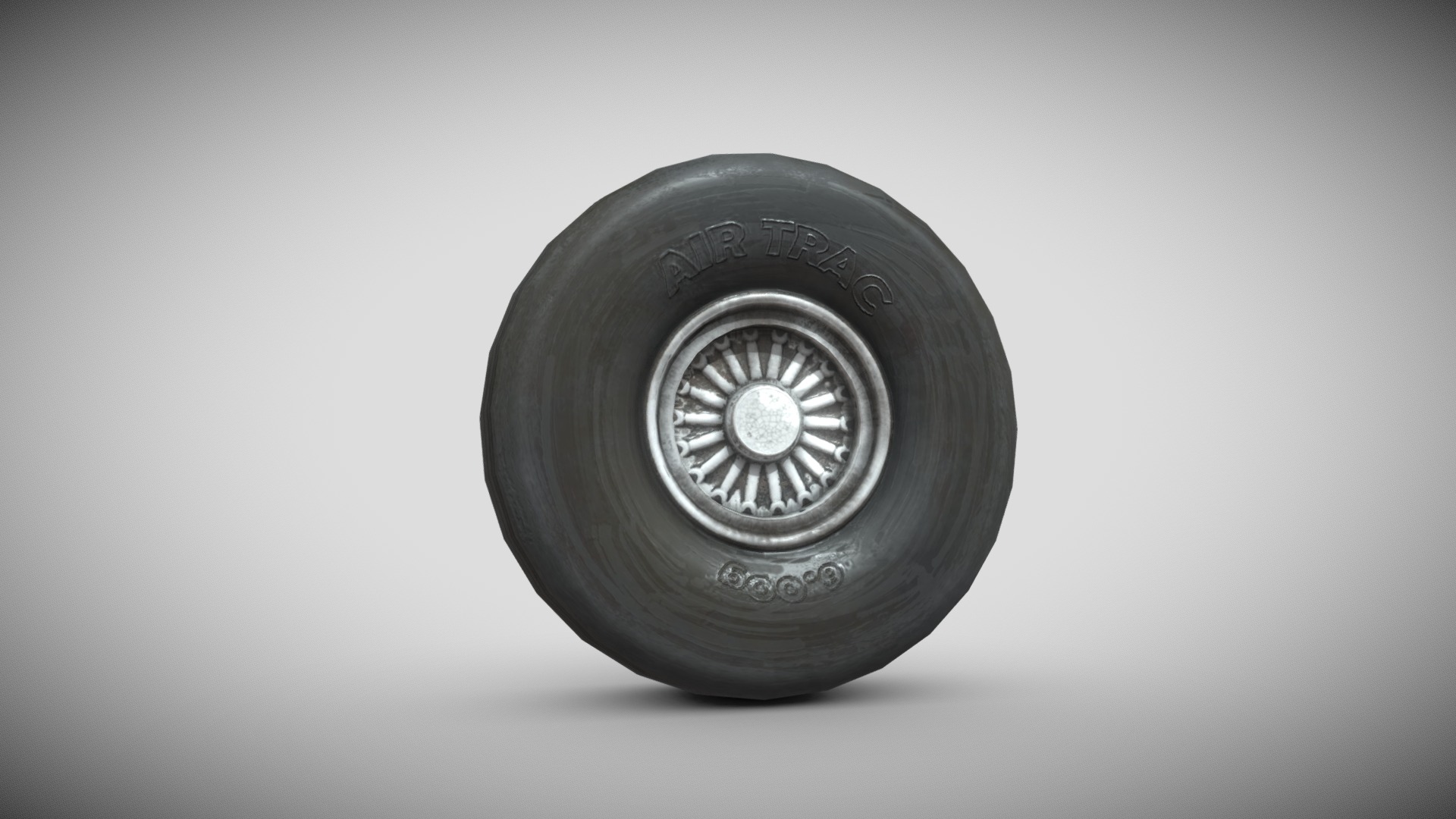 3D model Aircraft tire - This is a 3D model of the Aircraft tire. The 3D model is about a black tire on a white background.