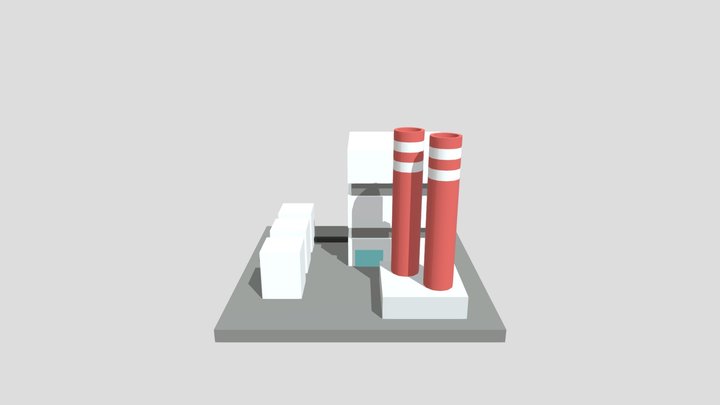 Low Poly Small Power Plant 3D Model