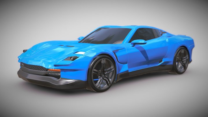 Generic blue sportscar 3D Model