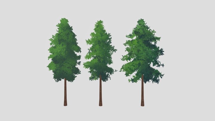Anime toon Fir Trees 3D Model