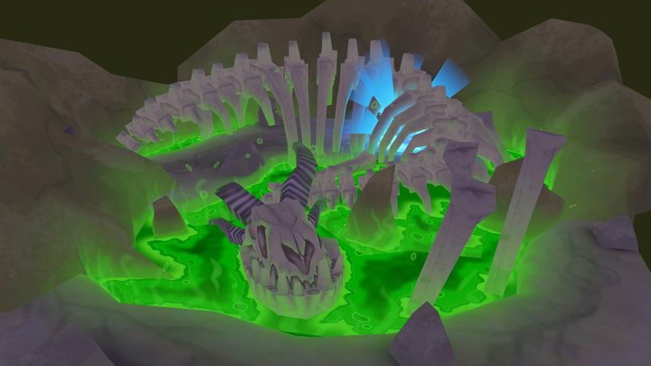 Dragon skeleton - Hand paint - Low poly 3D Model
