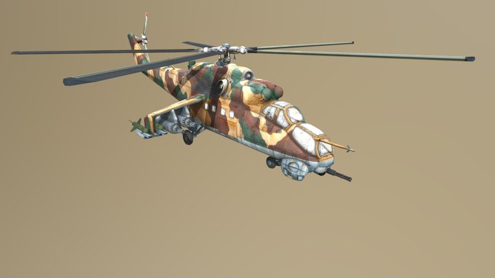 Low Poly Helecopter MI-24 Pack 3D Model