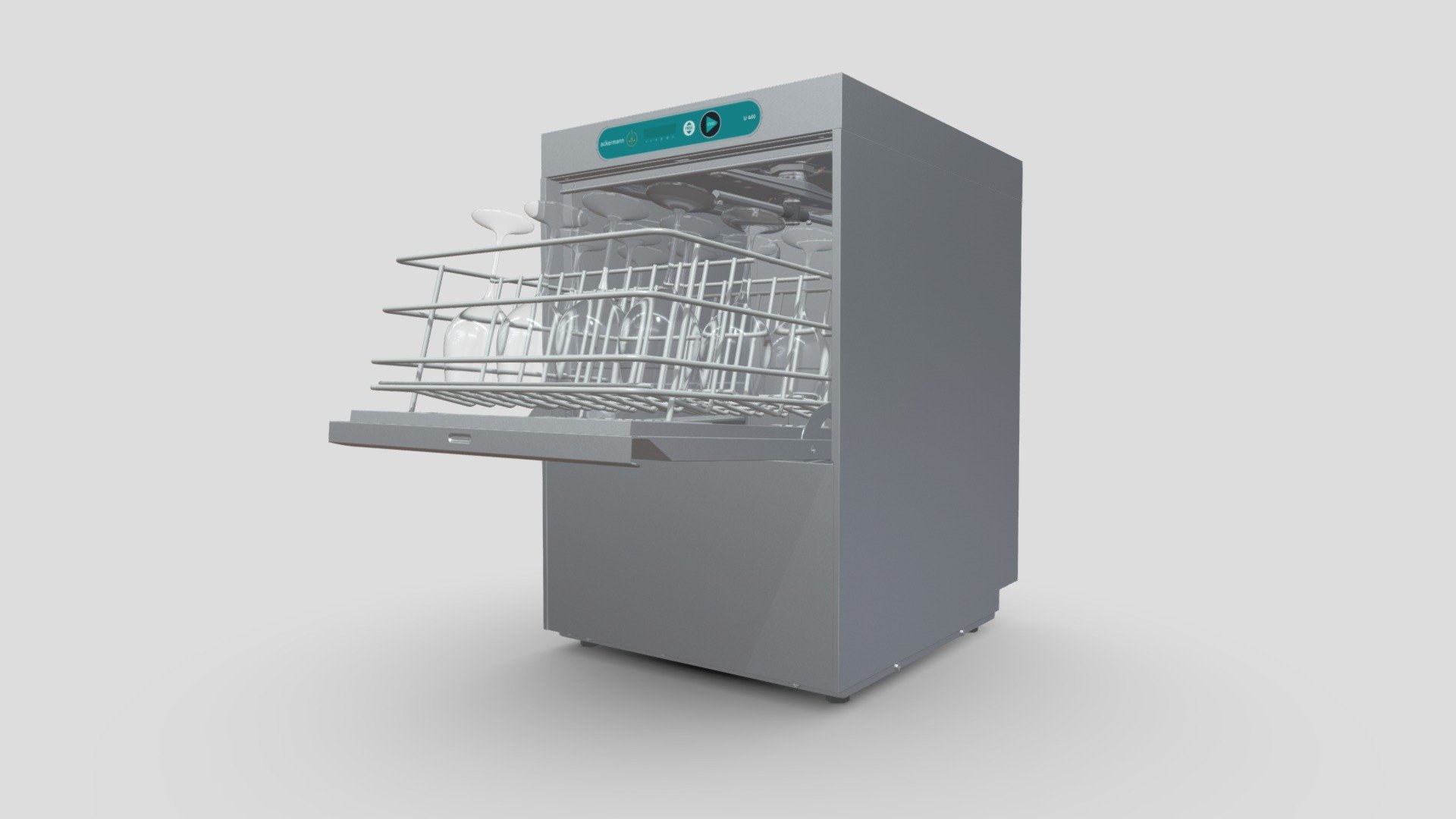 Spülmaschine U440 | open | Glaskorb & Gläser — Sketchfab embed 3D viewer