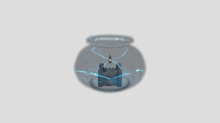 Goldfish-Sharkfin-fishbowl-castle-decoration 3D Model