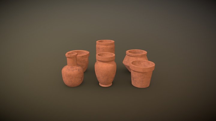 Clay Pots (bundle) 3D Model