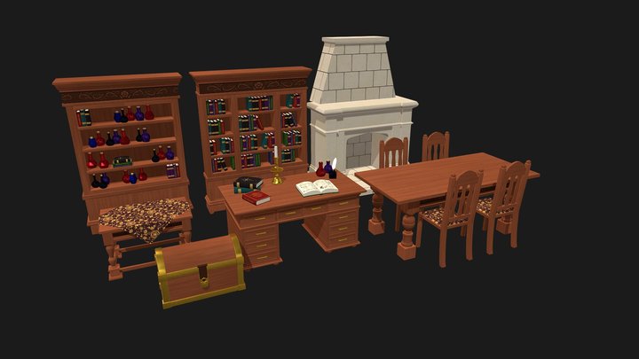 Tudor style witch's house props 3D Model