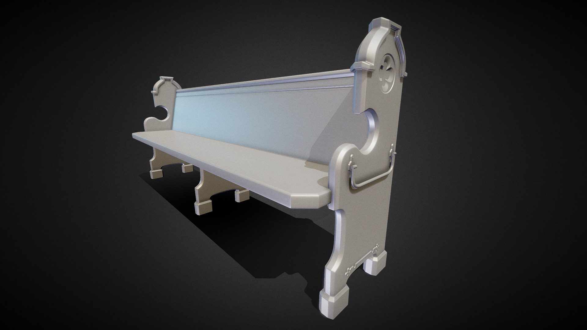 3D model 3D Church Pew Bench – High Poly - This is a 3D model of the 3D Church Pew Bench - High Poly. The 3D model is about a white object with a handle.