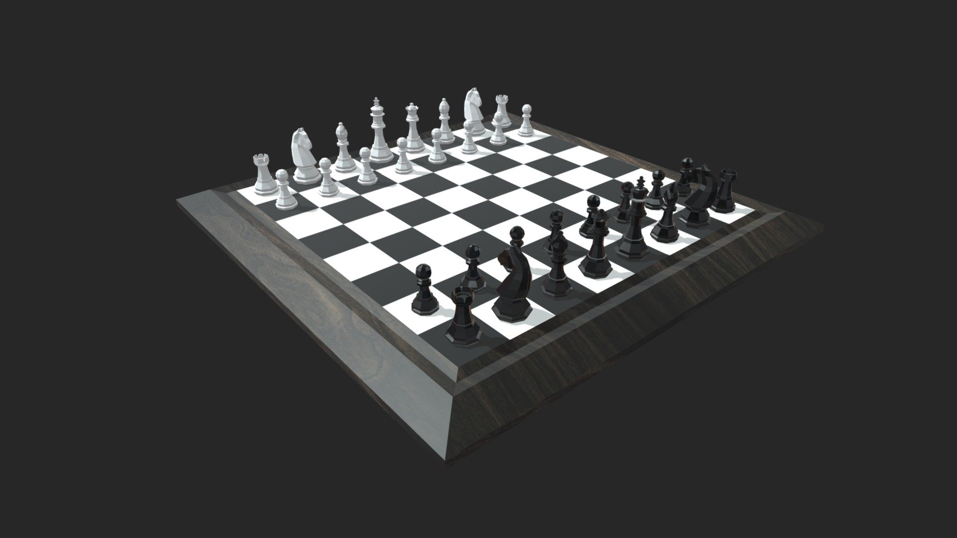 Low poly chess scene
