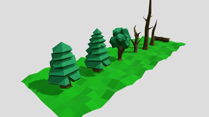 Low poly tree pack 3D Model