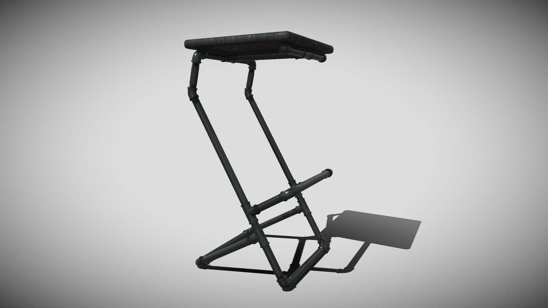 3D model Industrial Pipe Barstool 2 - This is a 3D model of the Industrial Pipe Barstool 2. The 3D model is about a chair with a table.