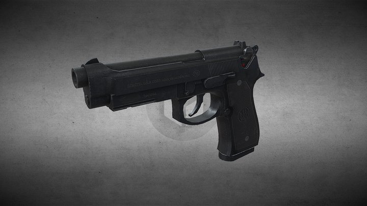 Beretta 92FS rigged 3D Model