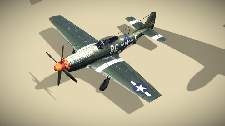 North American P-51 Mustang lowpoly fighter 3D Model
