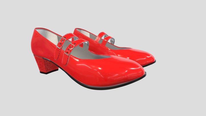 Red double-strap Mary-Jane 3D Model