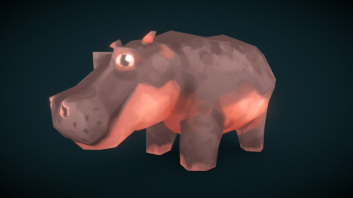 Low Poly Hippo 3D Model