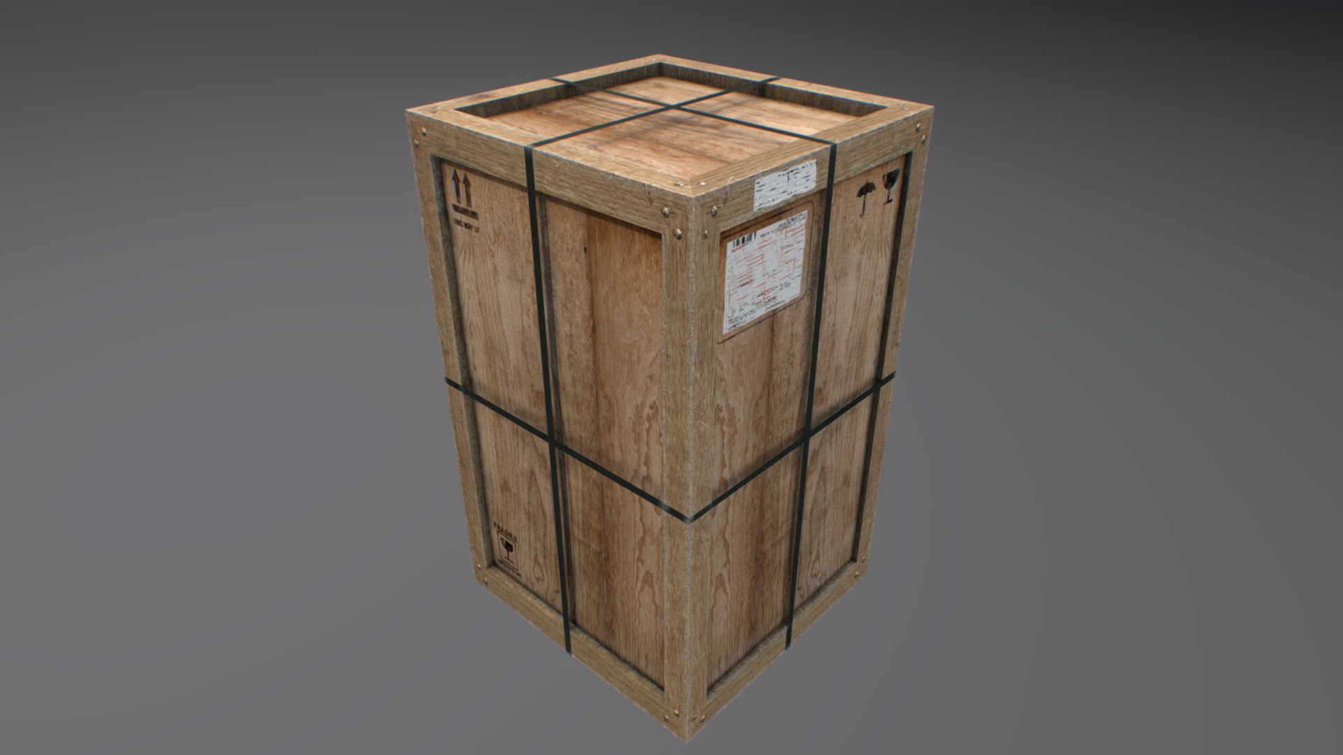 3D model Old wooden cargo crate 13 - This is a 3D model of the Old wooden cargo crate 13. The 3D model is about a wooden box with a window.