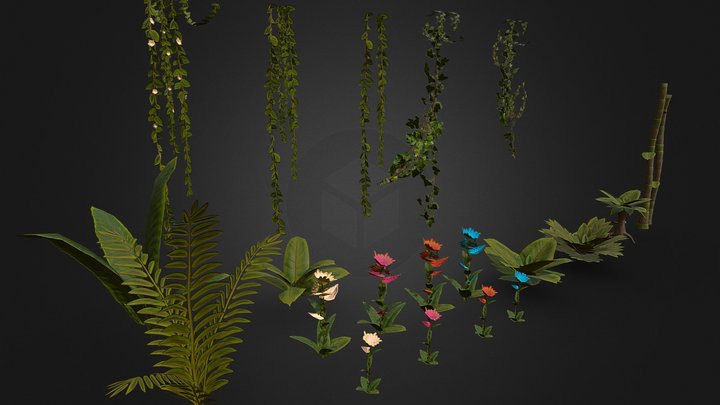 Jungle plants, ferns and Ivy Pack [20+ parts] 3D Model