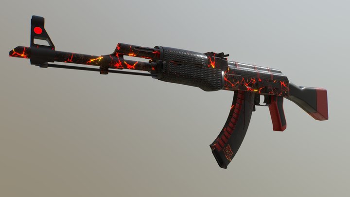 AK 47 - Volcano Fire 3D Model
